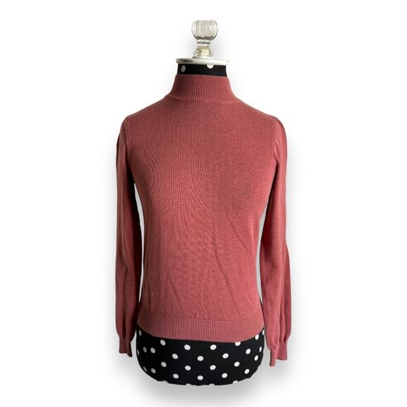 5/$35 Forever 21 Womens Sweater Sz S Dusty Rose Pink Mock Neck Long Sleeve Solid - Picture 3 of 8
